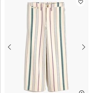 Madewell Emmett wide leg crop pants in pink stripe Veronica stripe.